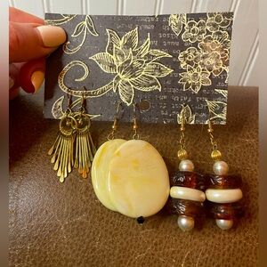 Vintage Beachy Boho Pierced Dangle Earrings (set of 3)